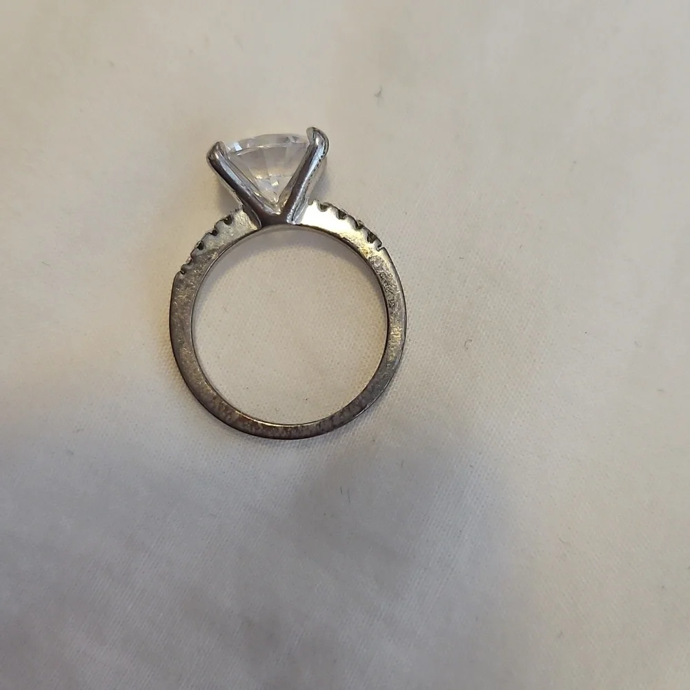 Silver Cubic Zirconia Solitaire Ring